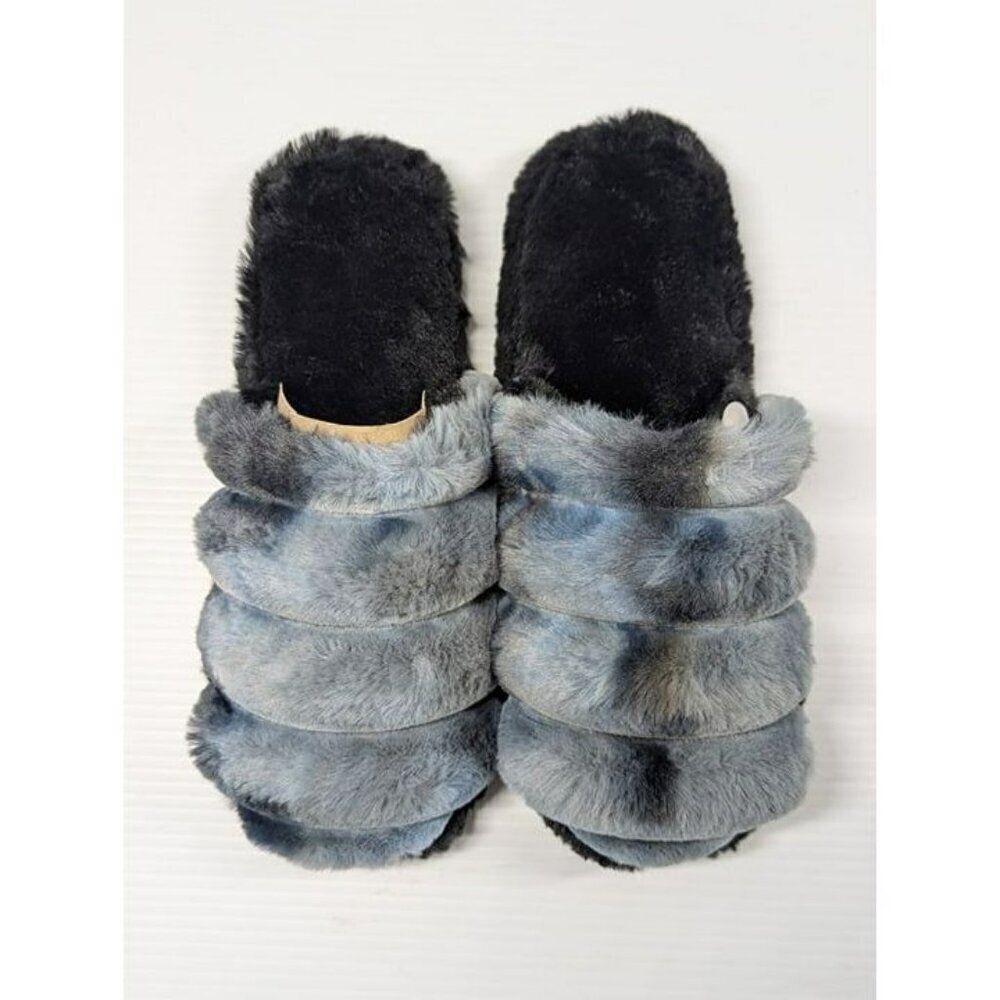 Jenni Women's Slippers Black Slide Clogs Plush Faux Fur Size M (7-8) MSRP $35